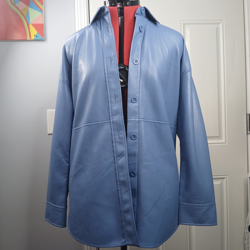 Babaton Blue Shirt Jacket